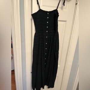 Aerie Black Maxi Dress with Button Detail